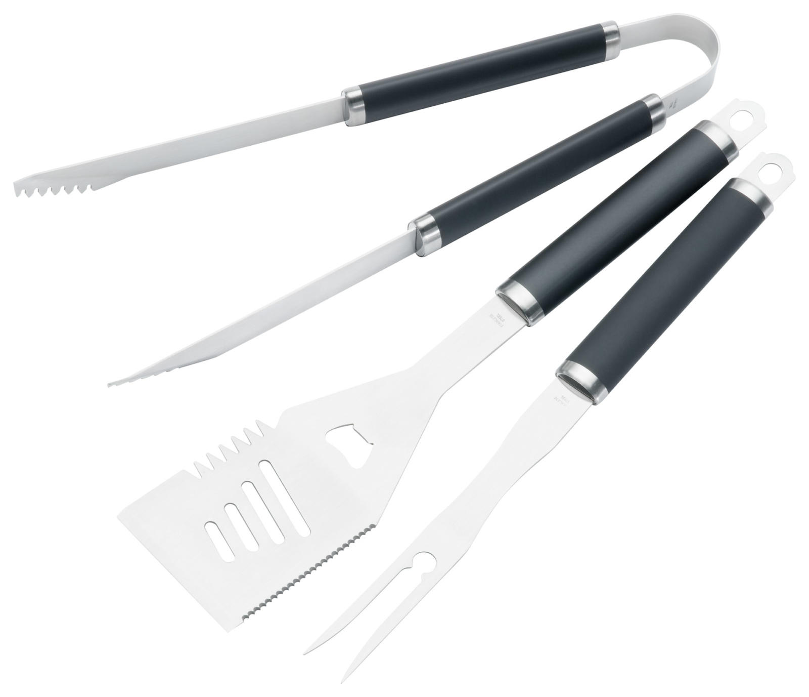 Sportula Set Barbecue 3 Pezzi In Acciaio Inox Con Manici In Acero - Regalo Per Nonno