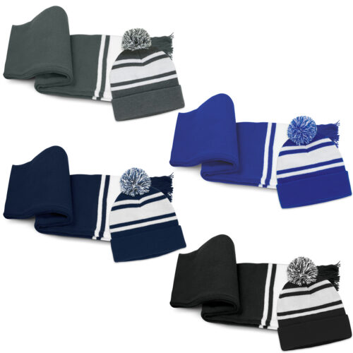 Commodore Scarf and Beanie with Pom Pom Set-129251